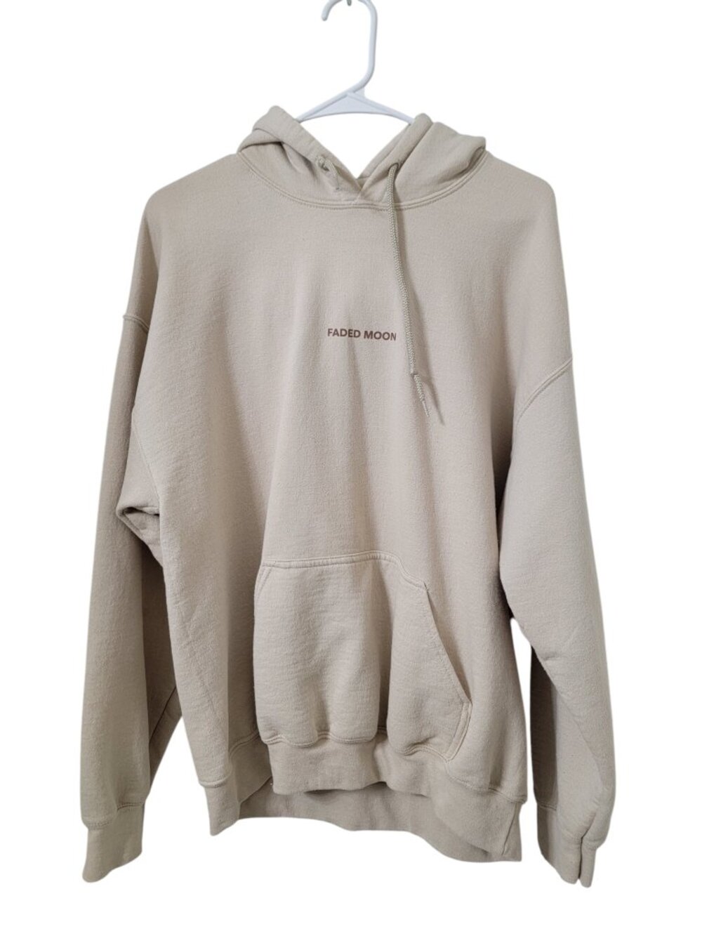 Faded Moon Size L "At Least We're Under The Same Moon" Beige Hoodie
